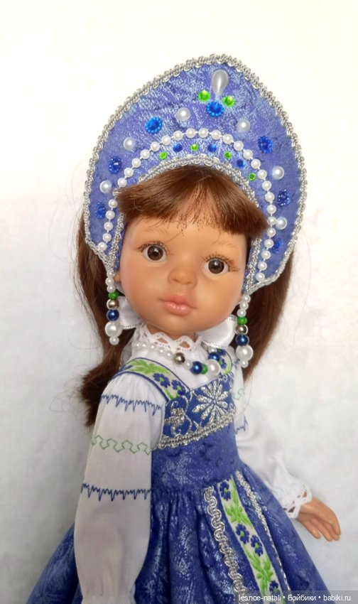 Русский народный костюм для Паолы Рейна синий (фото 3)