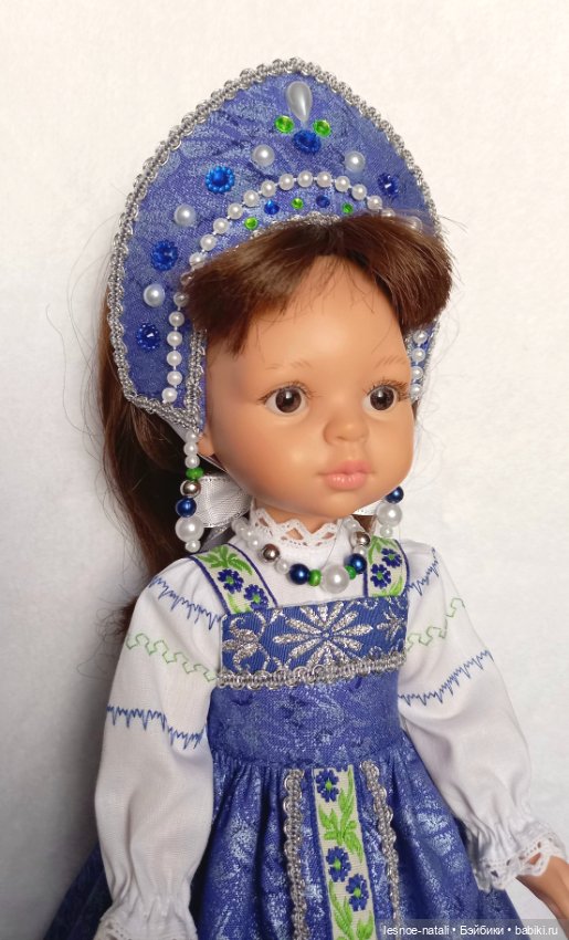 Русский народный костюм для Паолы Рейна синий (фото 4)