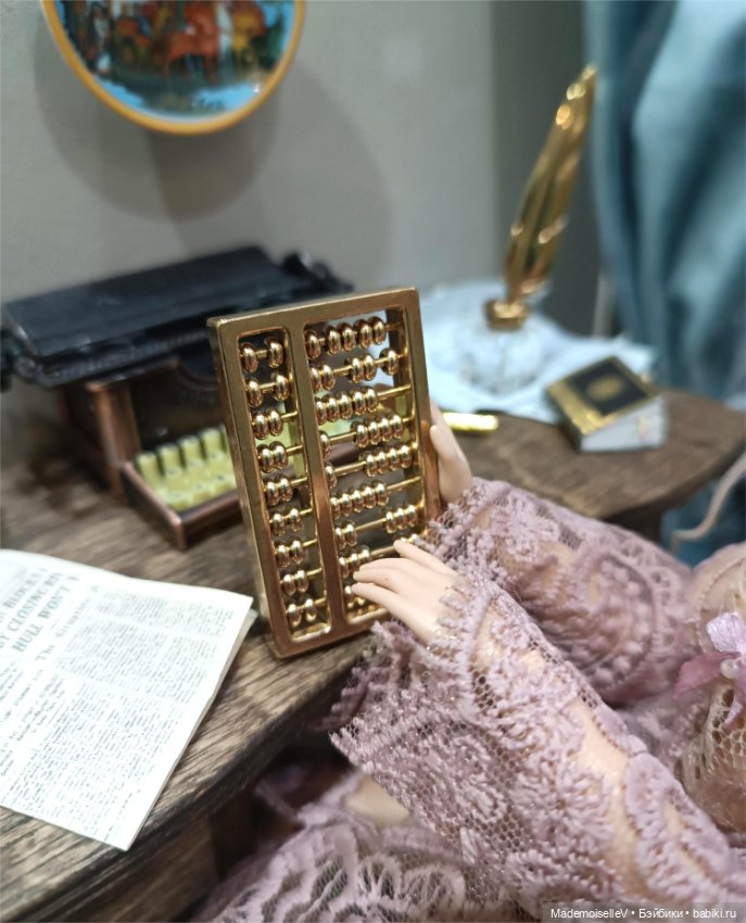 Счеты, латунь — Миниатюра для кукол (фото 4)