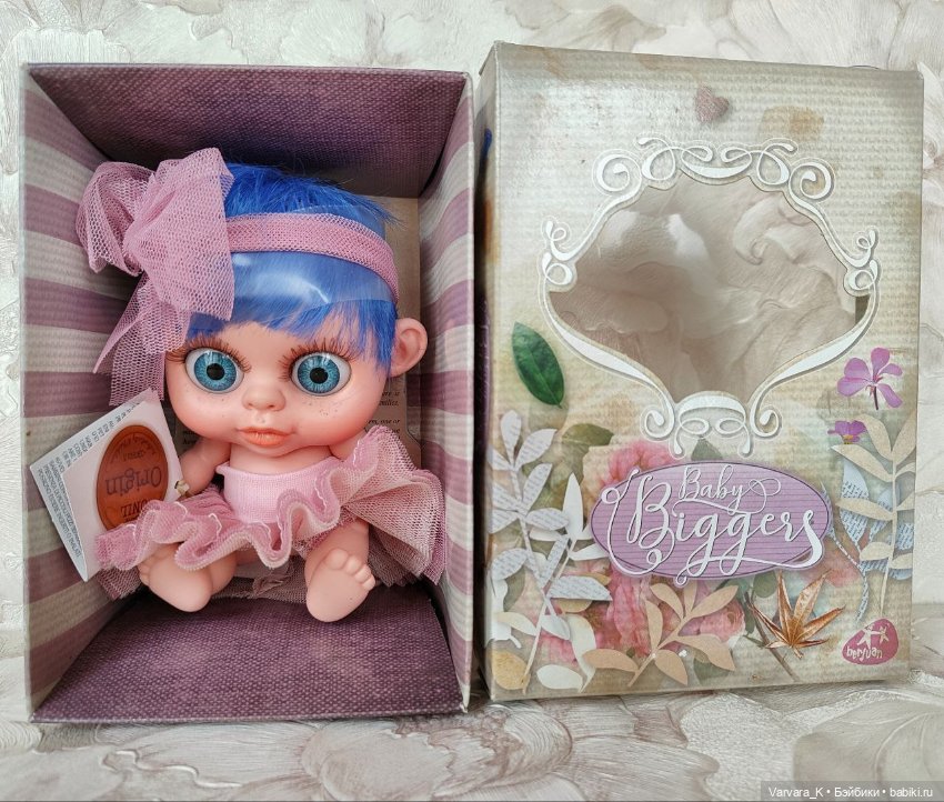Berjuan BABY BIGGERS кукла - пупс малыш Бигуэр, сиреневые волосы, 14 см (фото 4)