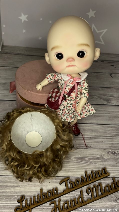 Парик натуральный для BJD1/6 Q-baby, обхват головы 25см