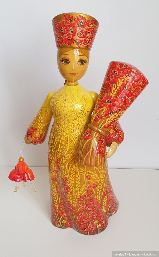 Кукла деревянная Тверской узор