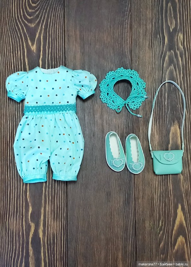 Комбинезон для кукол Паола Рейна 32 см, цвет изумрудный принт (фото 4)