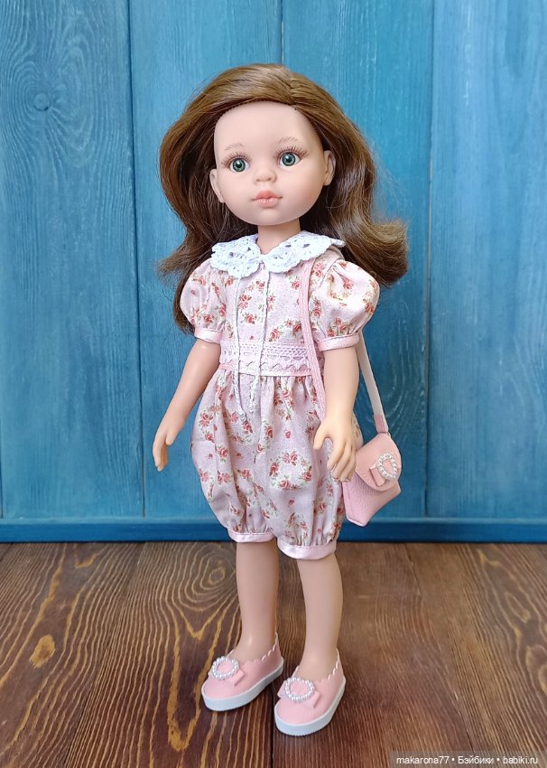 Комбинезон для кукол Паола Рейна 32 см, цвет персиковый принт
