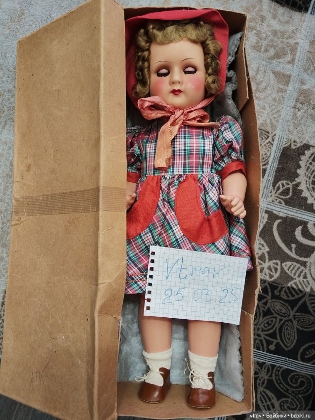 Антикварная кукла из папье-маше в родной коробке (фото 8)