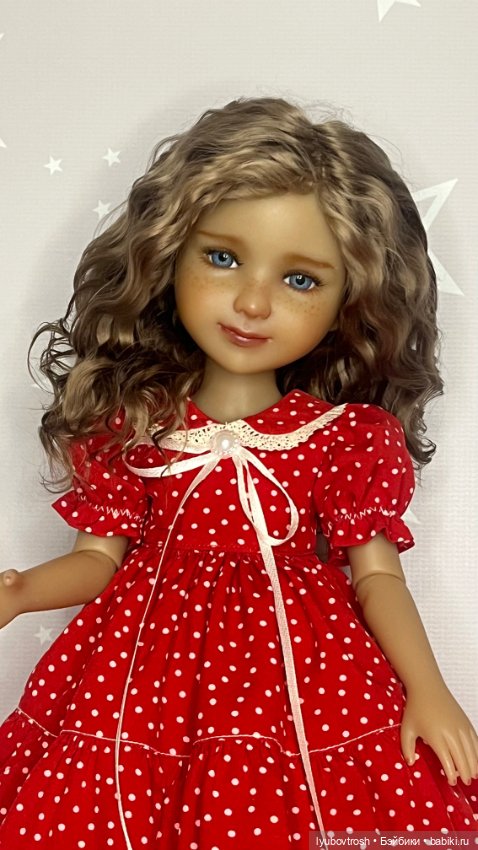 Платье шелковое в горошек для Руби Ред ростом 37см (фото 10)