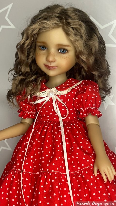 Платье шелковое в горошек для Руби Ред ростом 37см (фото 2)