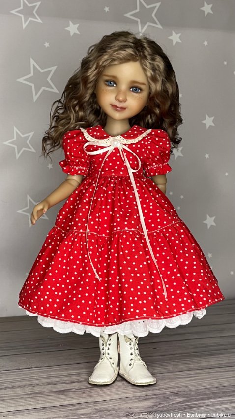 Платье шелковое в горошек для Руби Ред ростом 37см (фото 6)