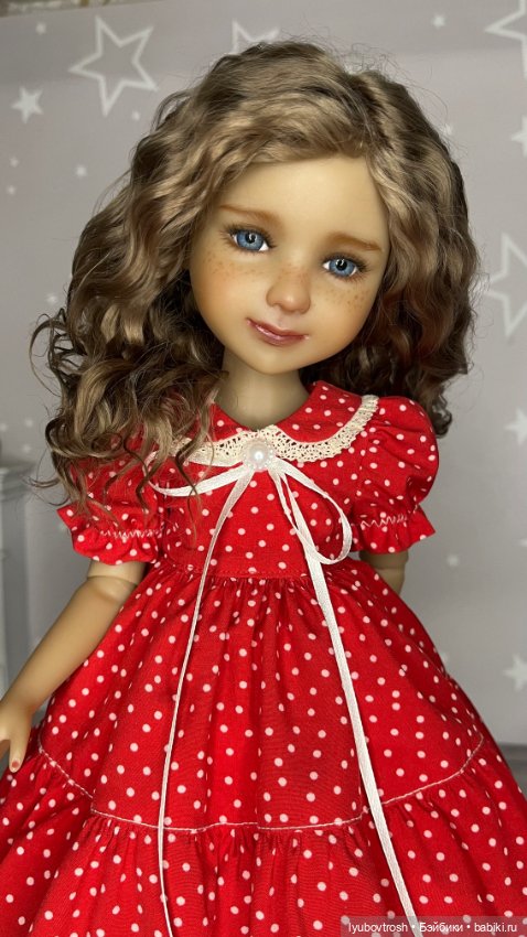 Платье шелковое в горошек для Руби Ред ростом 37см (фото 8)