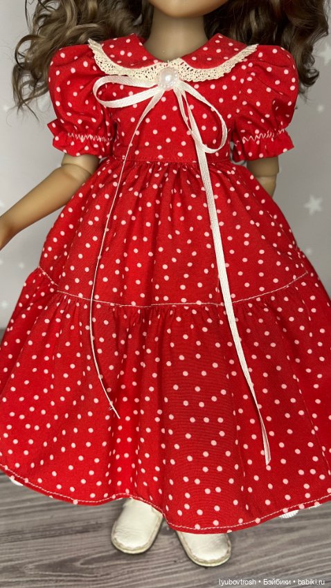 Платье шелковое в горошек для Руби Ред ростом 37см (фото 4)