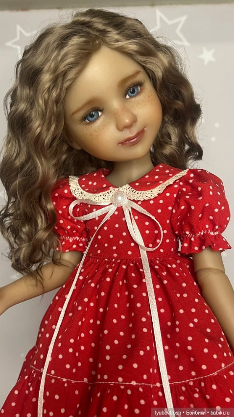 Платье шелковое в горошек для Руби Ред ростом 37см (фото 9)