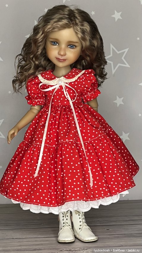 Платье шелковое в горошек для Руби Ред ростом 37см (фото 5)