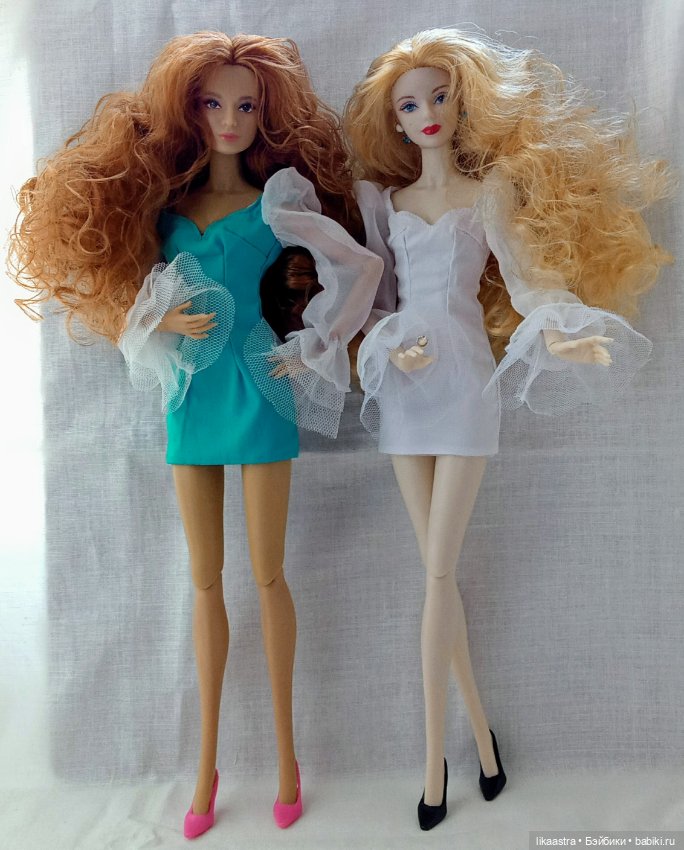 Яркие мини платья с воздушными рукавами на кукол Интегрити, Барби (фото 6)