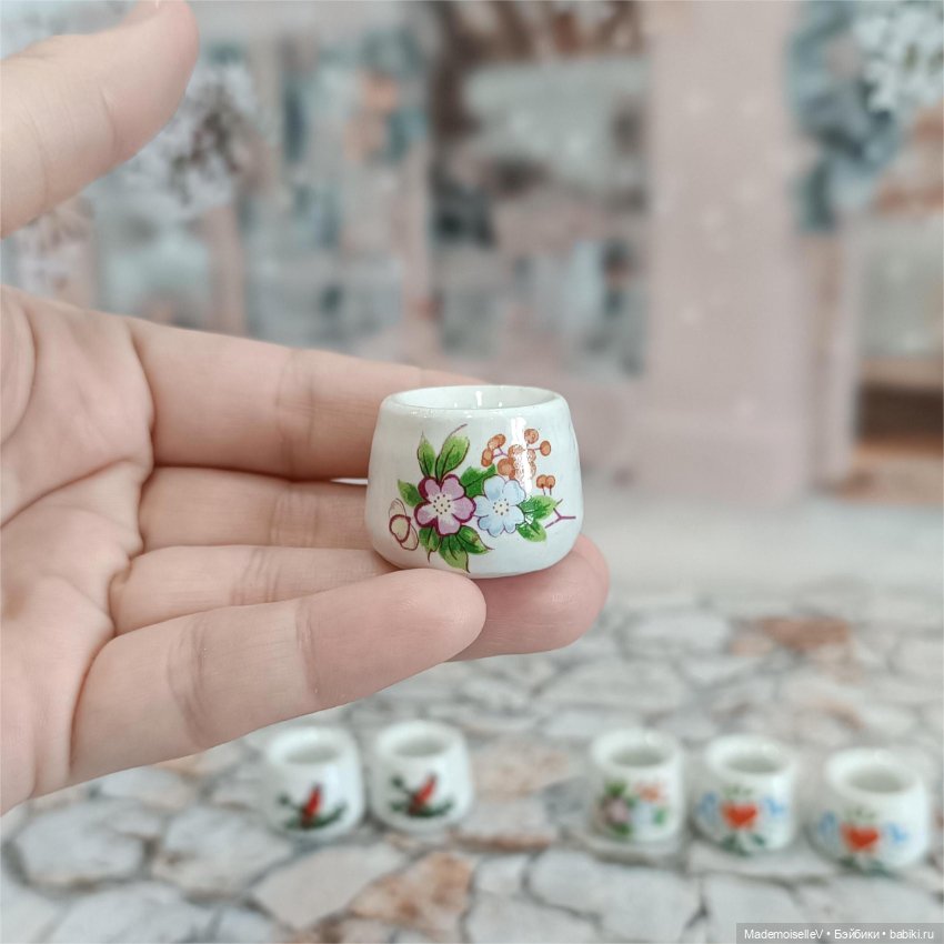 Кашпо, фаянс — Миниатюра для кукол (фото 4)