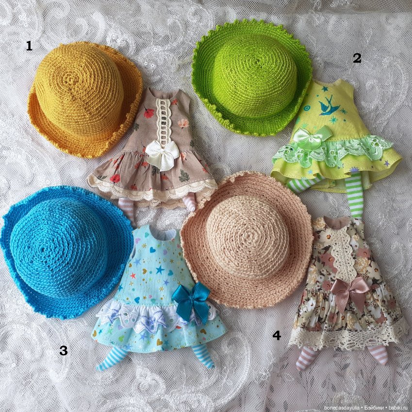 Летние комплекты одежды для кукол Монст/ Xiaomi Monst Doll – платье и шляпа (фото 2)