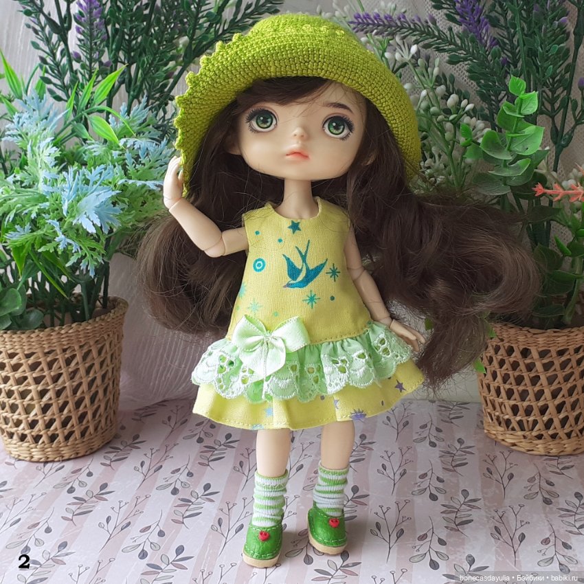 Летние комплекты одежды для кукол Монст/ Xiaomi Monst Doll – платье и шляпа (фото 4)