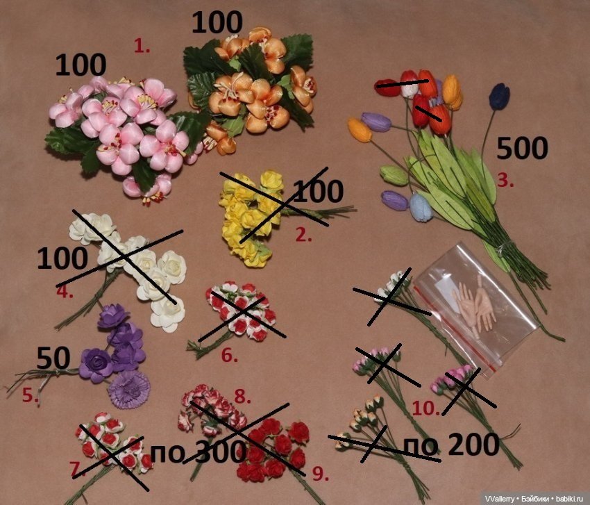 Цветы для создания букетов для кукол или декора диорамы