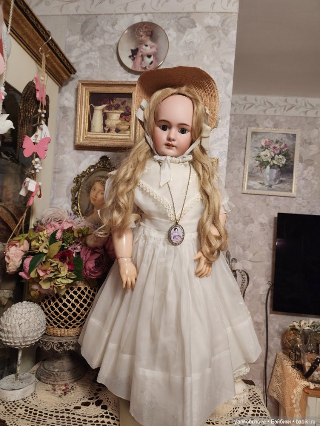 Очень большая антикварная французская кукла DEP, 82 см