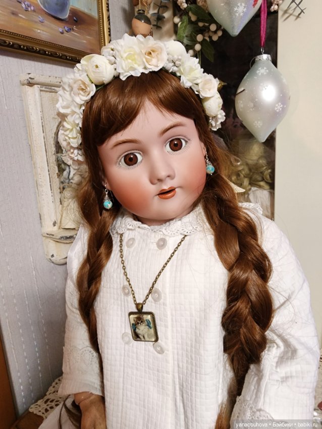 Большая антикварная кукла Хандверк, 79 см