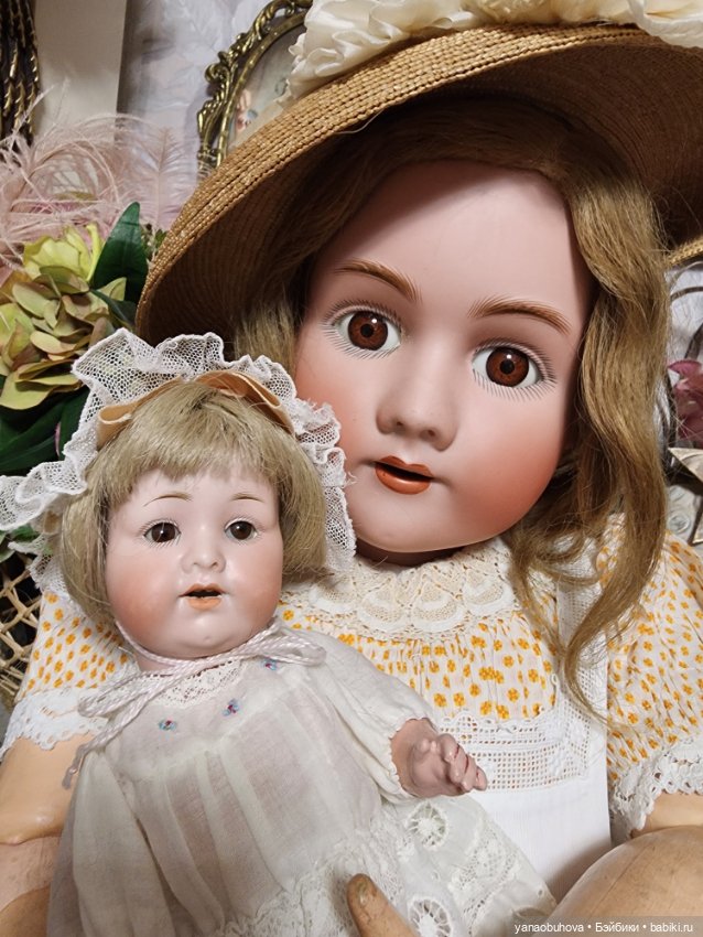 Большая антикварная кукла Хандверк, 79 см