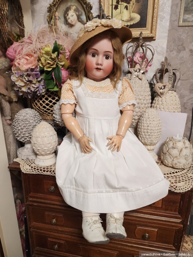 Большая антикварная кукла Хандверк, 79 см