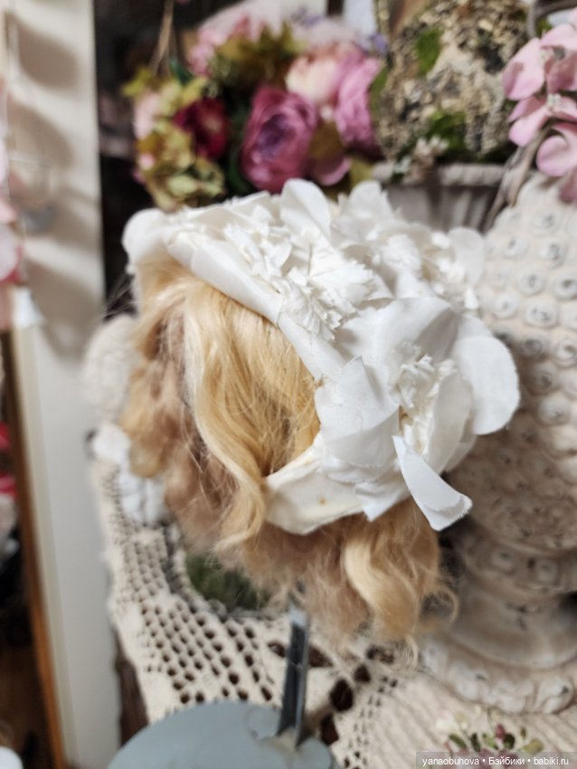 Шляпка винтажная для большой антикварной куклы (фото 8)