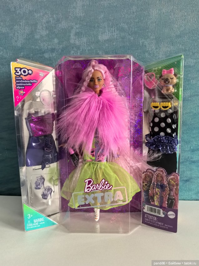 Barbie Extra HGR60 Барби Экстра с розовыми волосами с мопсиком и набором одежды