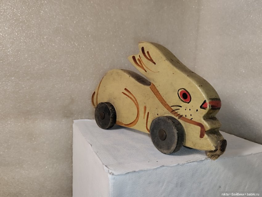 Довоенная игрушка СССР Каталка заяц (фото 3)