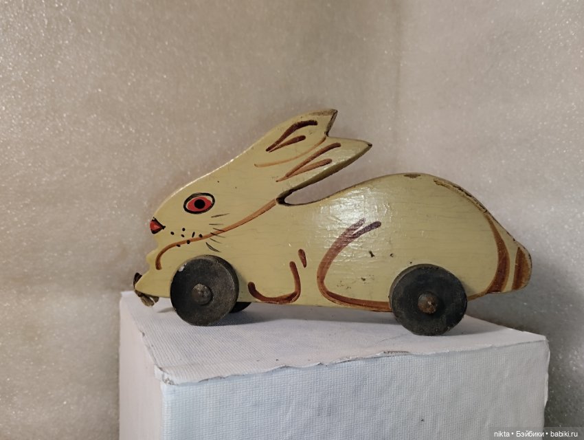 Довоенная игрушка СССР Каталка заяц