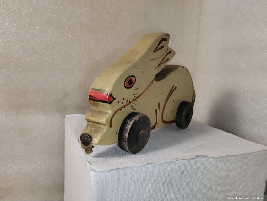 Довоенная игрушка СССР Каталка заяц (фото 2)