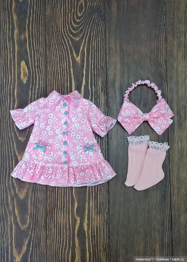 Платье-рубашка для кукол Паола Рейна 32 см, цвет розовый/принт (фото 3)