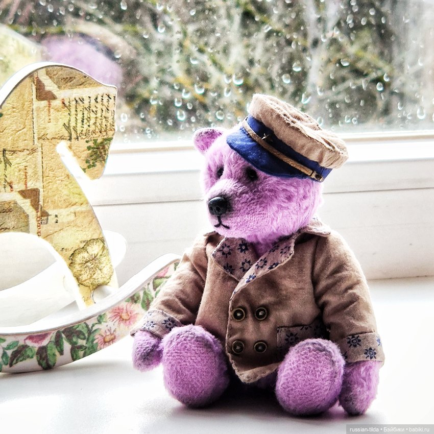 Мишка Тедди в фуражке со звездочкой коллекционный (фото 3)