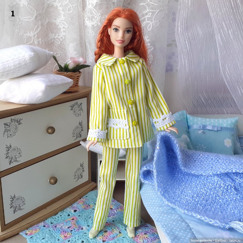 Пижамы для Барби Barbie Курточка Брюки Классический стиль (фото 2)