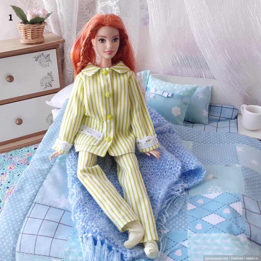 Пижамы для Барби Barbie Курточка Брюки Классический стиль (фото 5)