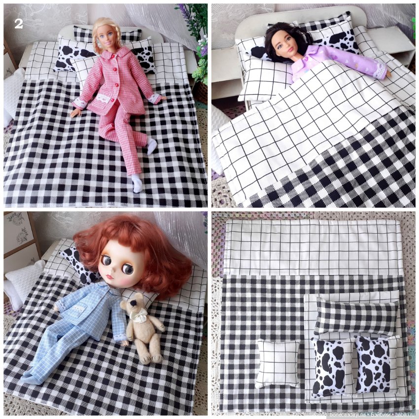 Комплекты постельного белья для Блайз, Барби и других кукол формата 1:6