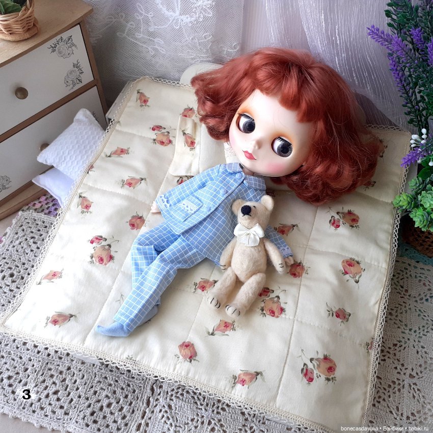 Комплекты постельного белья для Блайз, Барби и других кукол формата 1:6 (фото 6)