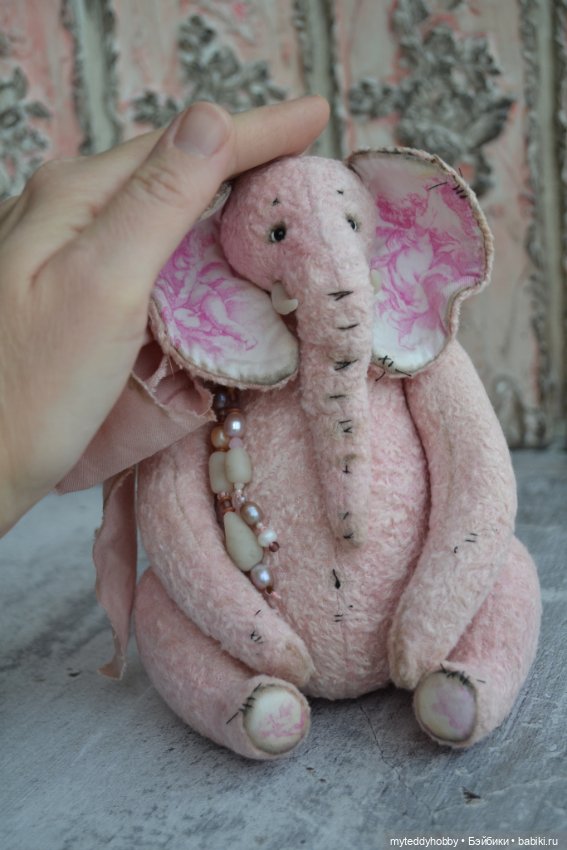 Слон Тедди розовый Пинк — Авторские игрушки (фото 5)