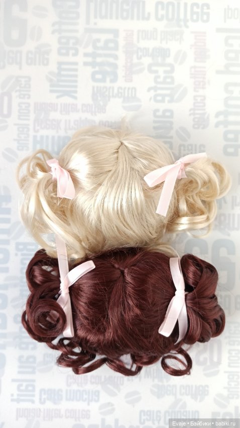 Парики 9-10" - Локоны с хвостиками и бантами, 2 цвета