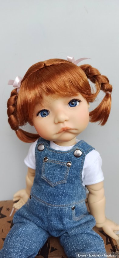 Парик 9-10" - Задорные косички с бантами, красная морковь