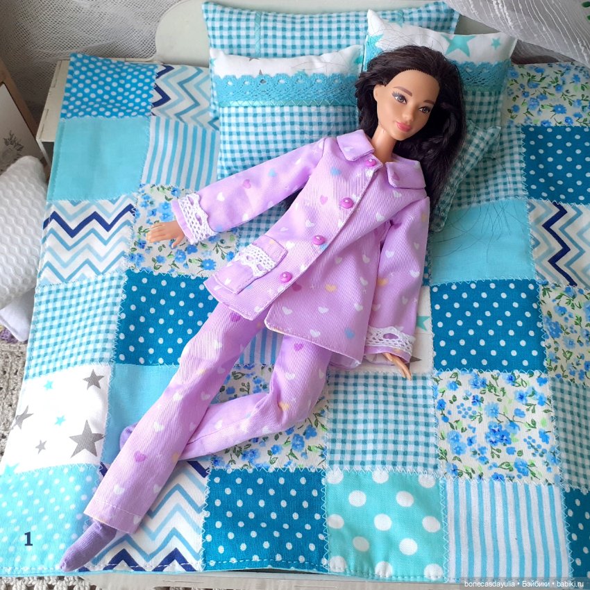3 комплекта постельного белья пэчворк для Блайз, Барби и других кукол формата 1:6