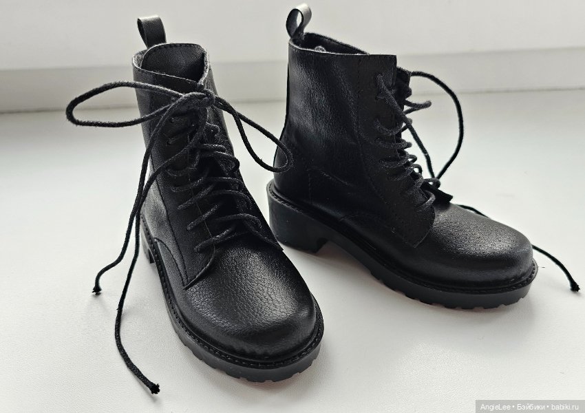 Берцы ботинки черные для кукол BJD SD 1/3 70+ (фото 5)