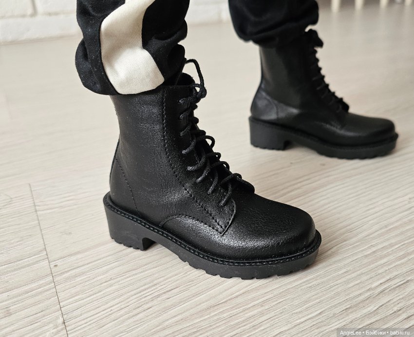 Берцы ботинки черные для кукол BJD SD 1/3 70+ (фото 2)