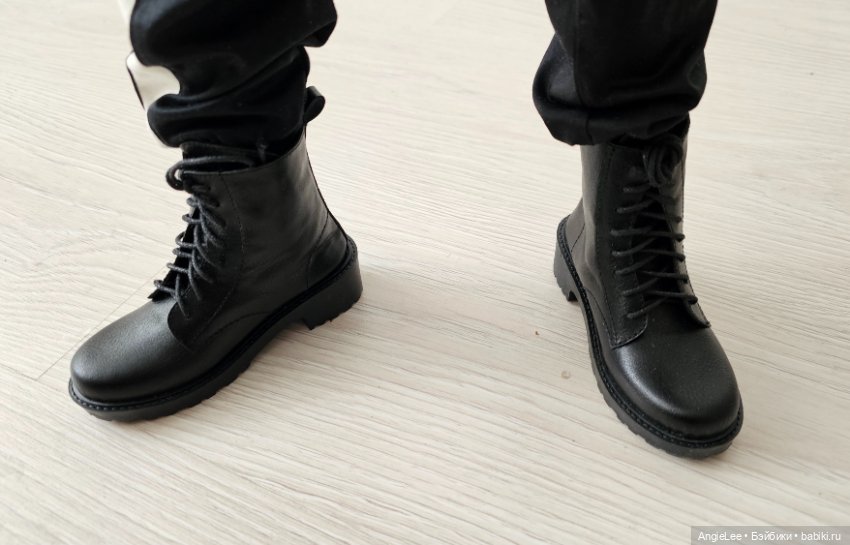 Берцы ботинки черные для кукол BJD SD 1/3 70+ (фото 4)