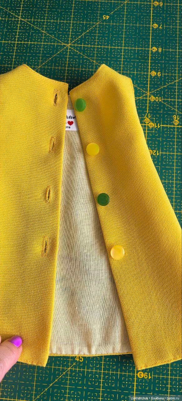 Платье желтое Бабочка для кукол готц или других 45-55 см. Роспись акрилом (фото 6)