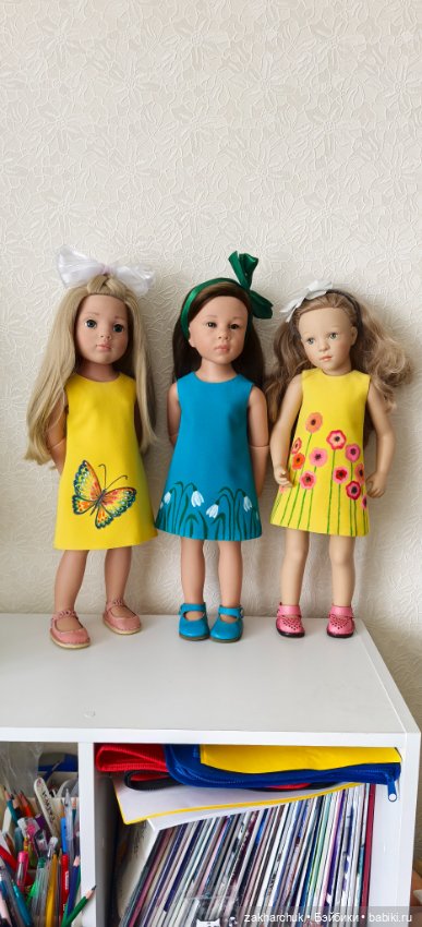 Платье желтое Бабочка для кукол готц или других 45-55 см. Роспись акрилом (фото 8)