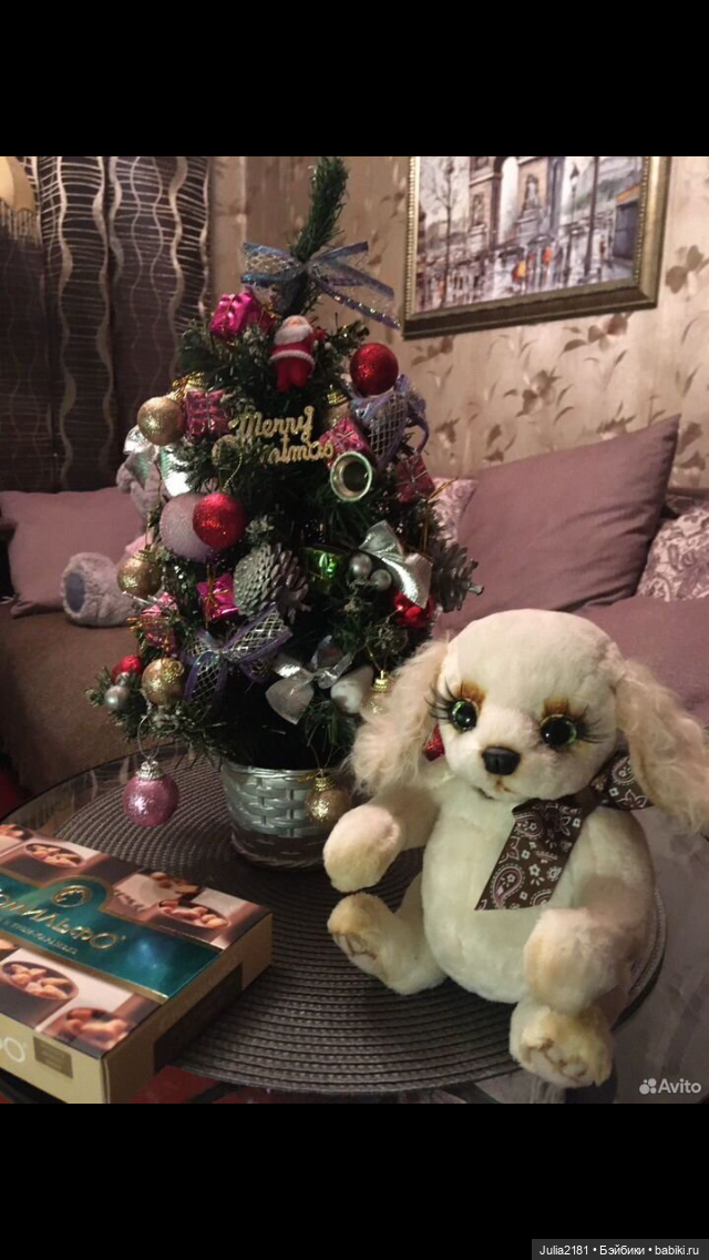 Тедди собачка ,игрушка коллекционная белый щенок (фото 6)