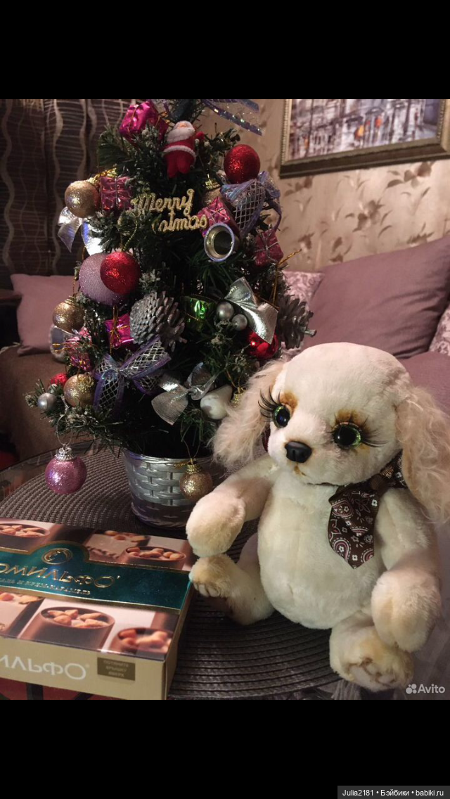 Тедди собачка ,игрушка коллекционная белый щенок (фото 7)