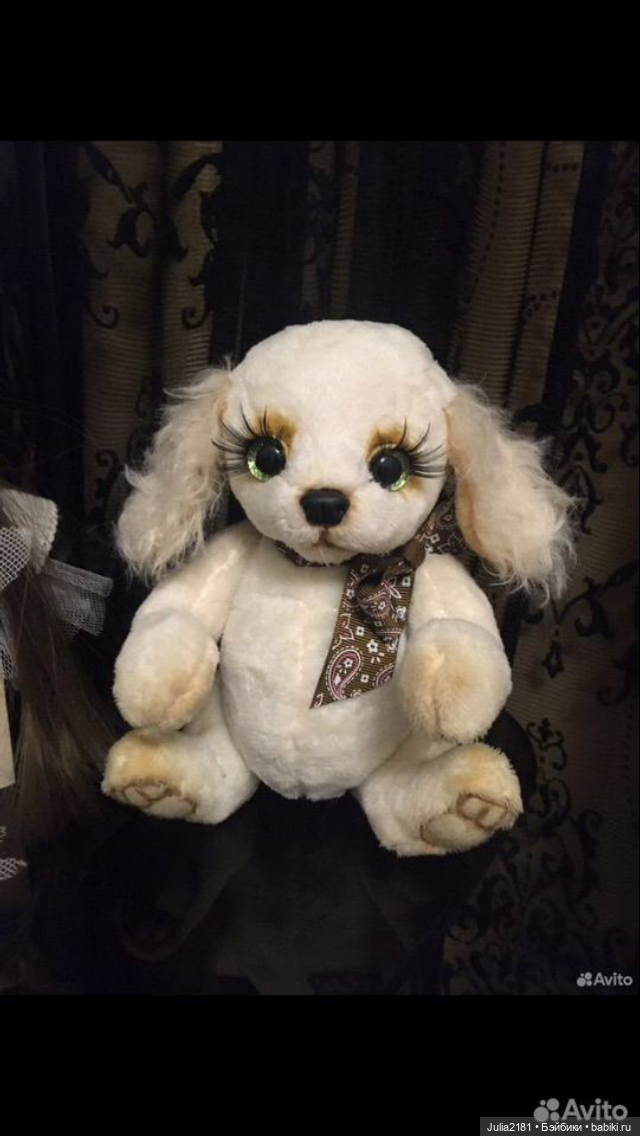 Тедди собачка ,игрушка коллекционная белый щенок (фото 8)
