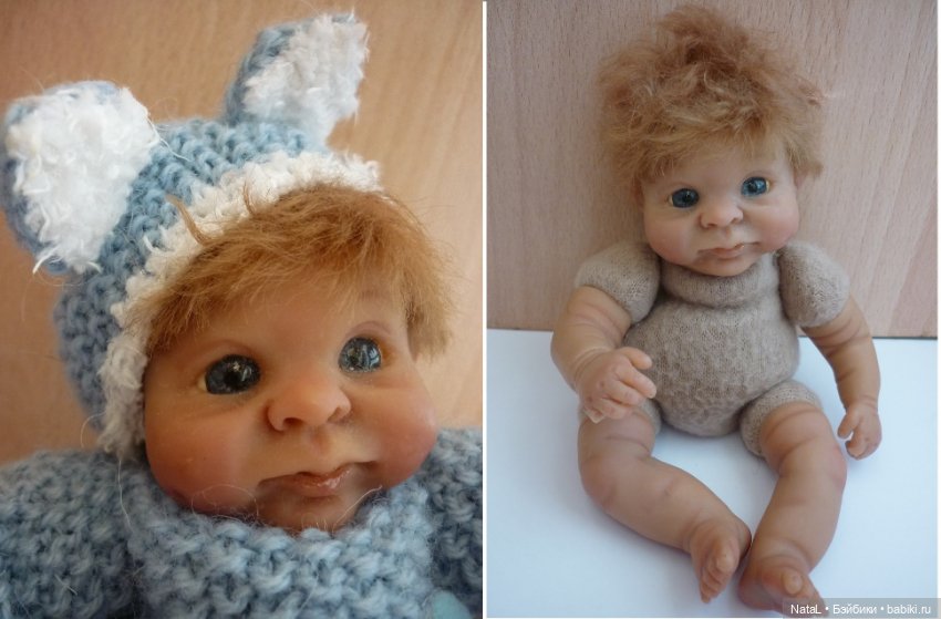 Малыш с ямочками на щечках ООАК из полимерной пластики