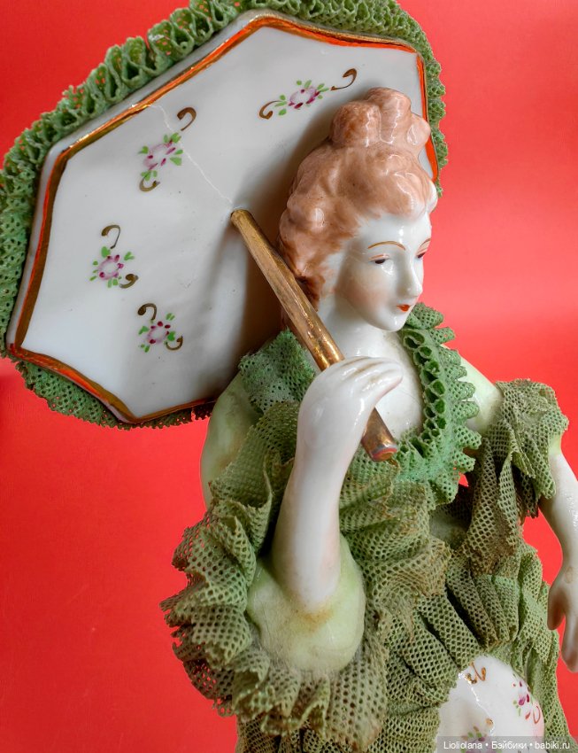 Фарфоровая статуэтка Дама С Зонтом Япония (фото 8)
